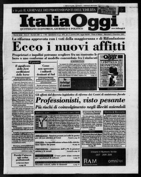 Italia oggi : quotidiano di economia finanza e politica